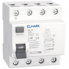 Ηλεκτρομαγνητικό Ρελέ Διαρροής 3P+N 16A 30mA 10kA RCD-JEL1B Type B AC/DC 40852B